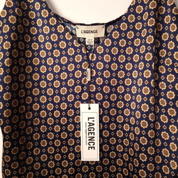 L'AGENCE Gabriella Tank Camisole Spaghetti Silk Medieval Blue Bisque XS - Picture 7 of 13